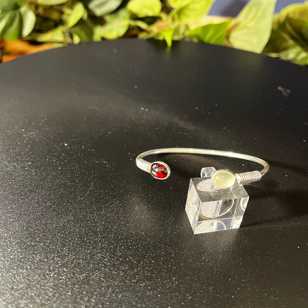 Nwt Sterling Designer Red Garnet & Moonstone Cuff